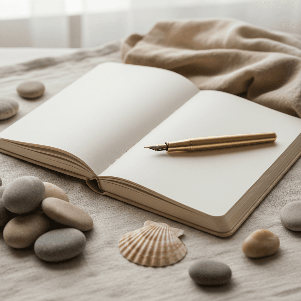 Journal and pen on desk