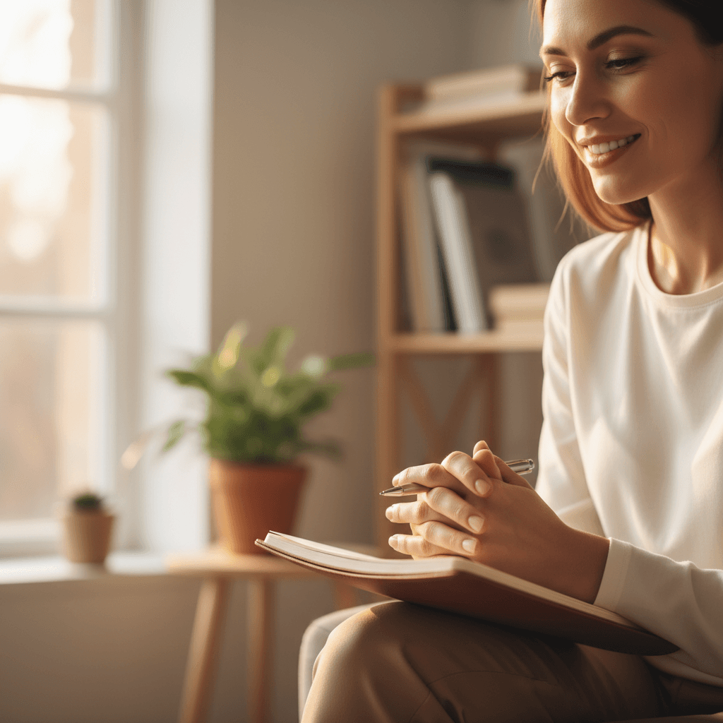 Close-up of therapist and client during counseling session showing attentive listening and compassionate engagement in warm natural light